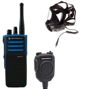 Motorola DP4401Ex met ATEX schoudermicrofoon en Dräger FPS-COM-PLUS