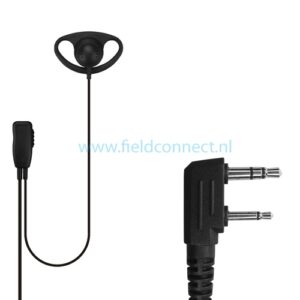 Incotech Spreekluisterset met D-vorm luidspreker en revers microfoon en inline PTT met Kenwood 2-pin