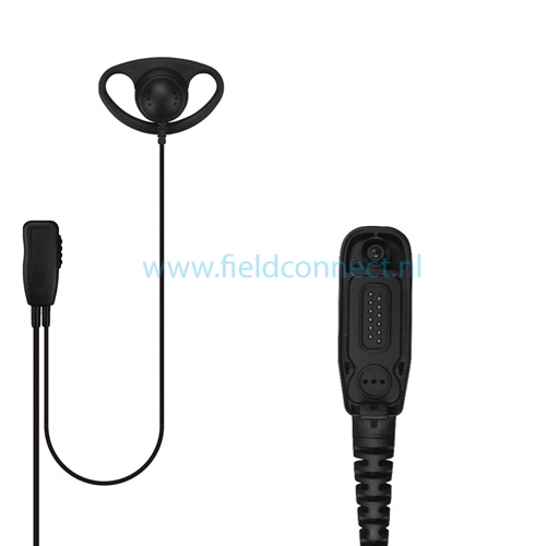 Incotech spreekluisterset met D-vorm luidspreker en revers microfoon en PTT met MOTOTRBO multi-pin c