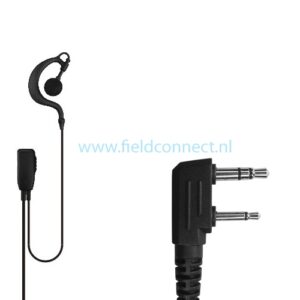 Incotech ECH1040-K1 Communicatieset met G-vorm oorhanger en revers microfoon en inline PTT